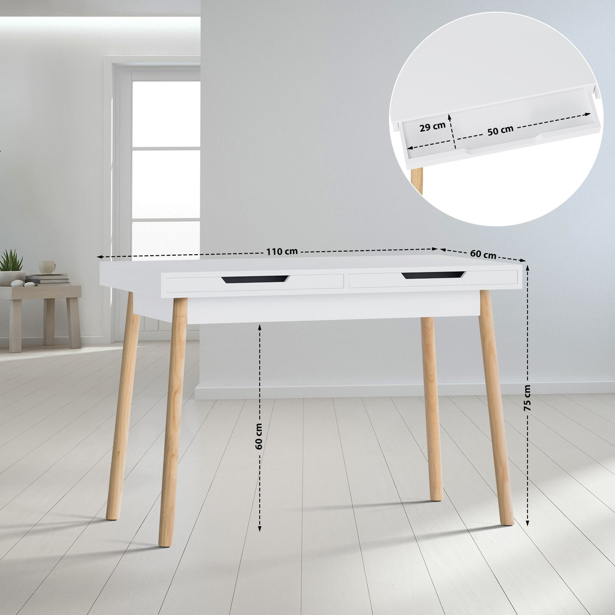 CLP Schreibtisch Porto 110 cm V2 – Produktabbildung 2