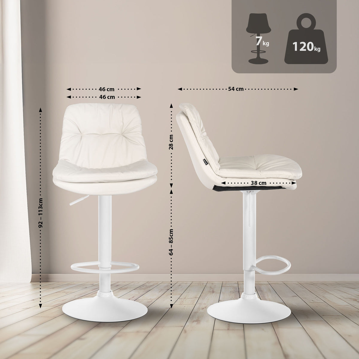 CLP Barhocker Laurel Kunstleder weiß – Produktabbildung 9
