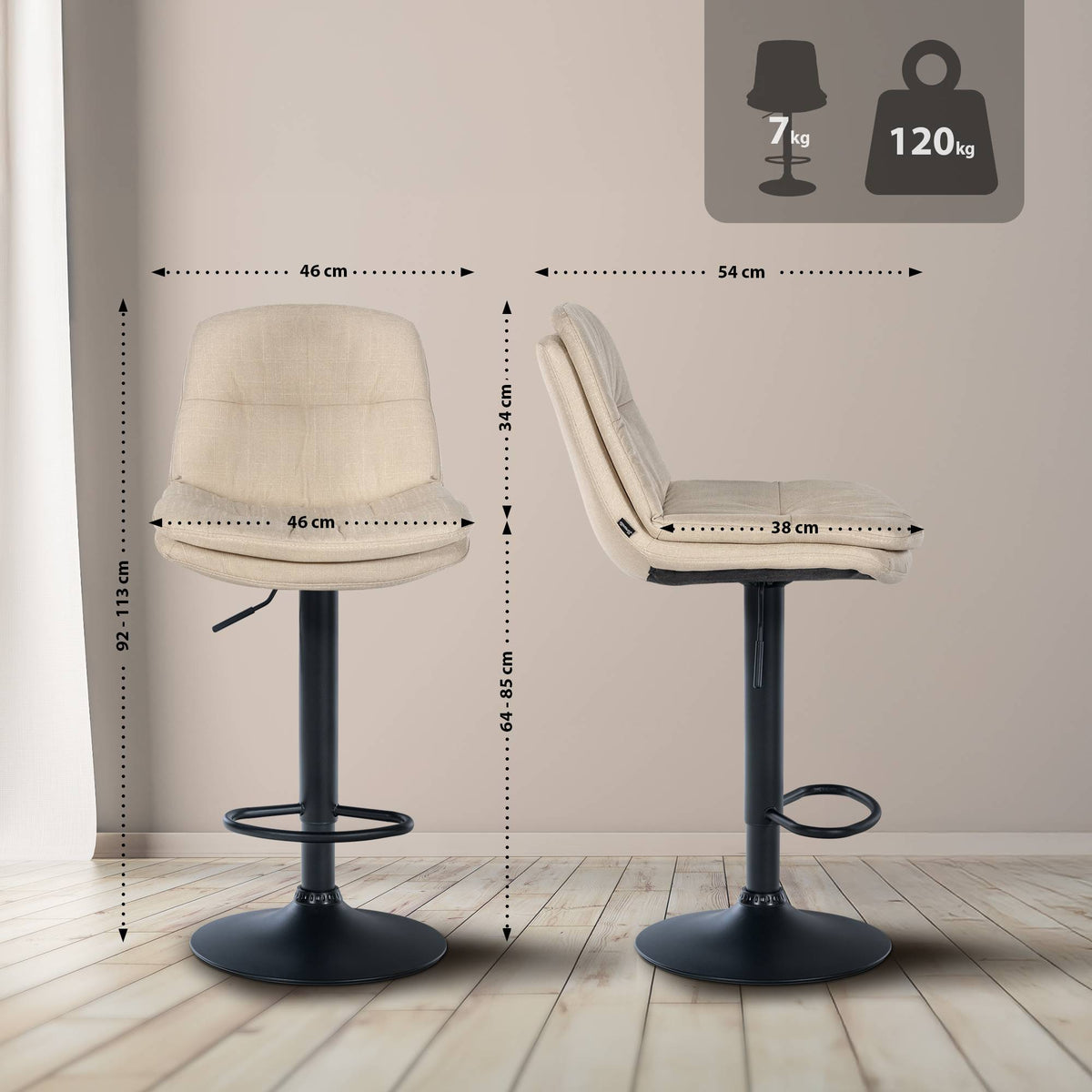 CLP Barhocker Laurel Stoff schwarz – Produktabbildung 9