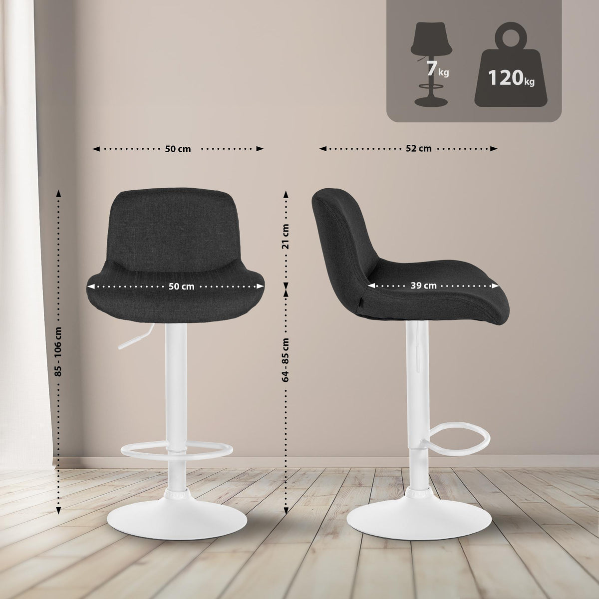 CLP 2er Set Barhocker Solon Weiß Samt – Produktabbildung 9