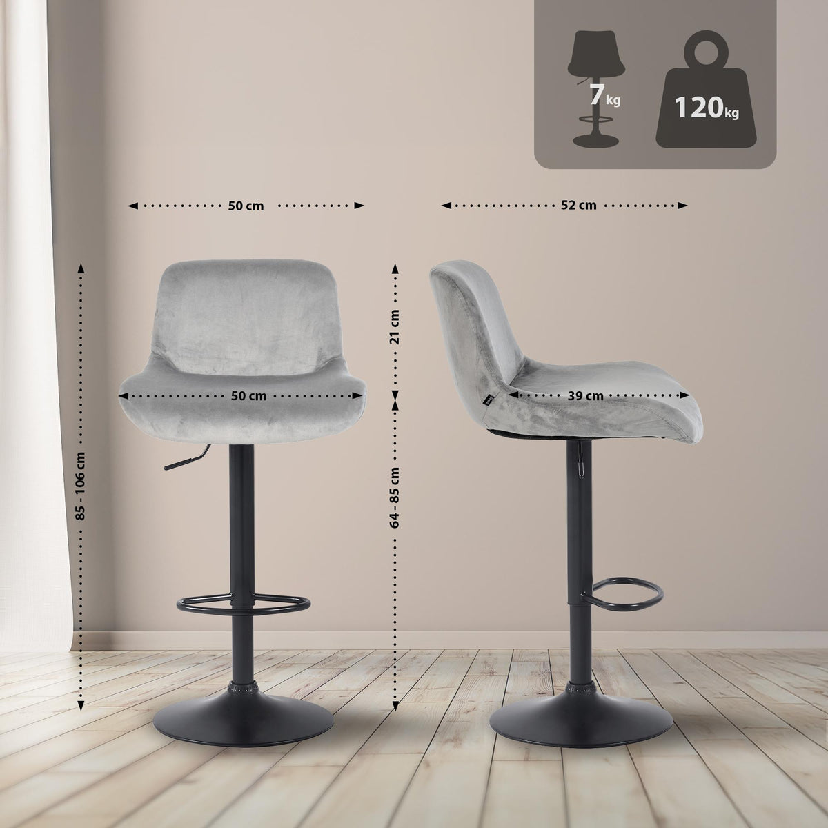 CLP 2er Set Barhocker Solon Schwarz – Produktabbildung 2