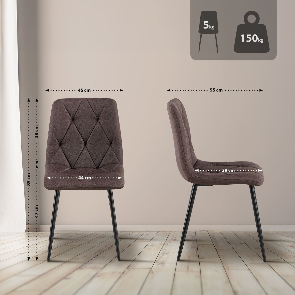 CLP 2er Set Esszimmerstuhl Clairton Stoff – Produktabbildung 2