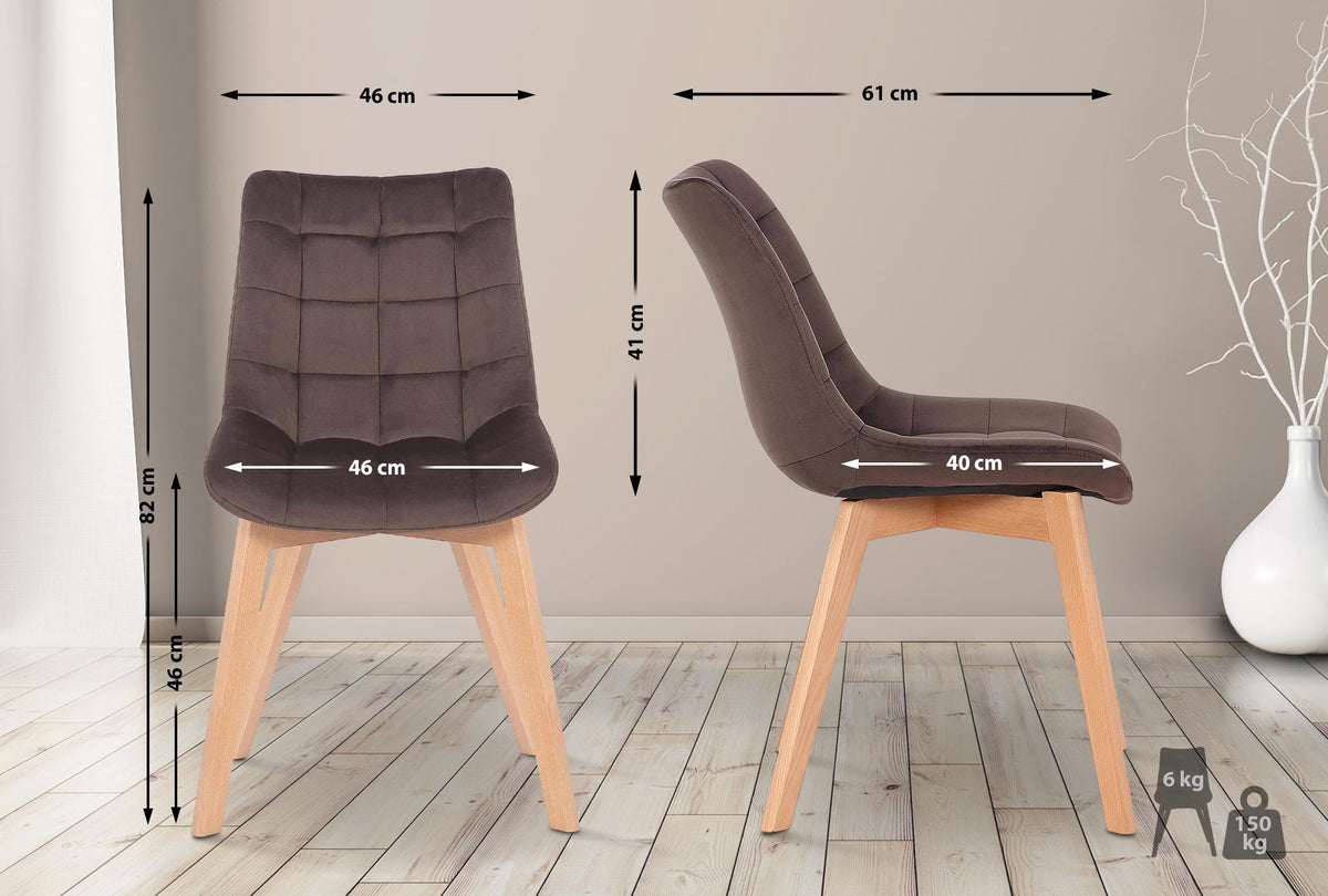 CLP 2er Set Esszimmerstühle Passaic Samt – Produktabbildung 2
