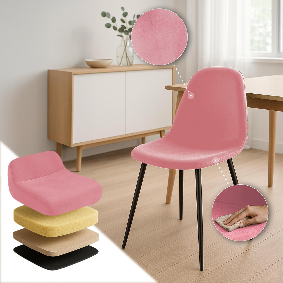 CLP 4er Set Esszimmerstühle Napier Samt – Produktabbildung 4