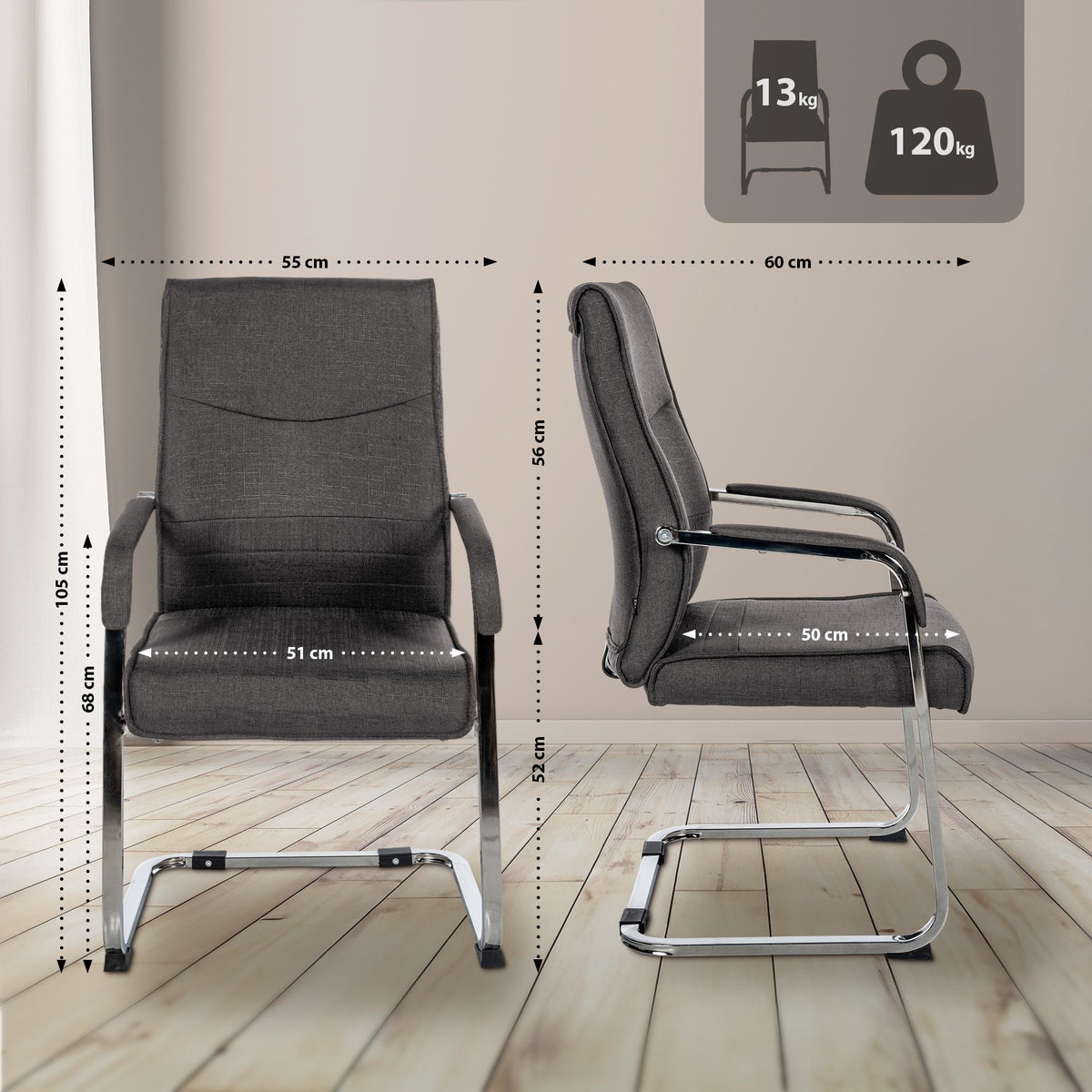 CLP 2er Set Besucherstuhl Hobart Stoff – Produktabbildung 2