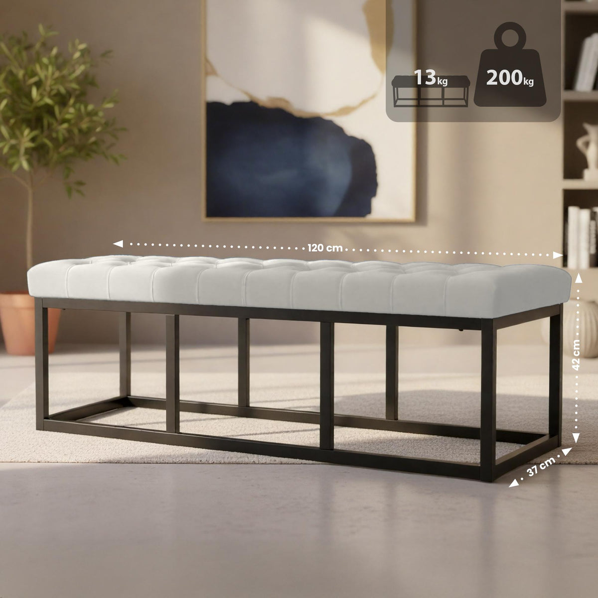CLP Sitzbank Polson Samt Schwarz 120 cm – Produktabbildung 2