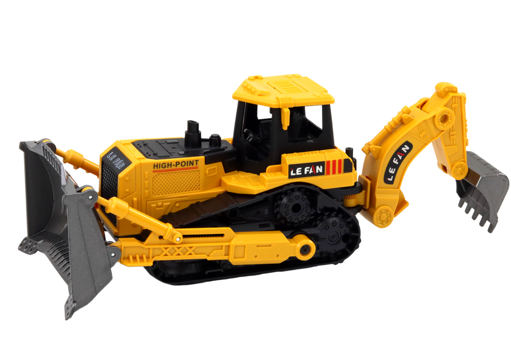 LEAN Toys Raupenbagger Baufahrzeug 2 Eimer Gelb – Produktabbildung 2