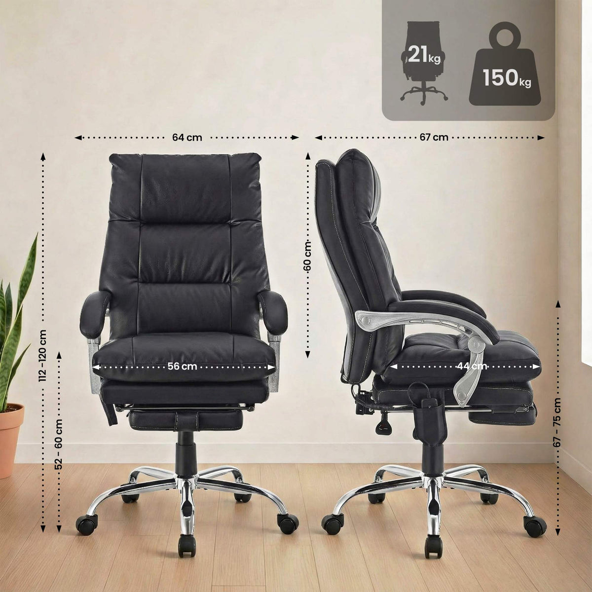 CLP Bürostuhl Sirba mit Massagefunktion Kunstleder – Produktabbildung 2