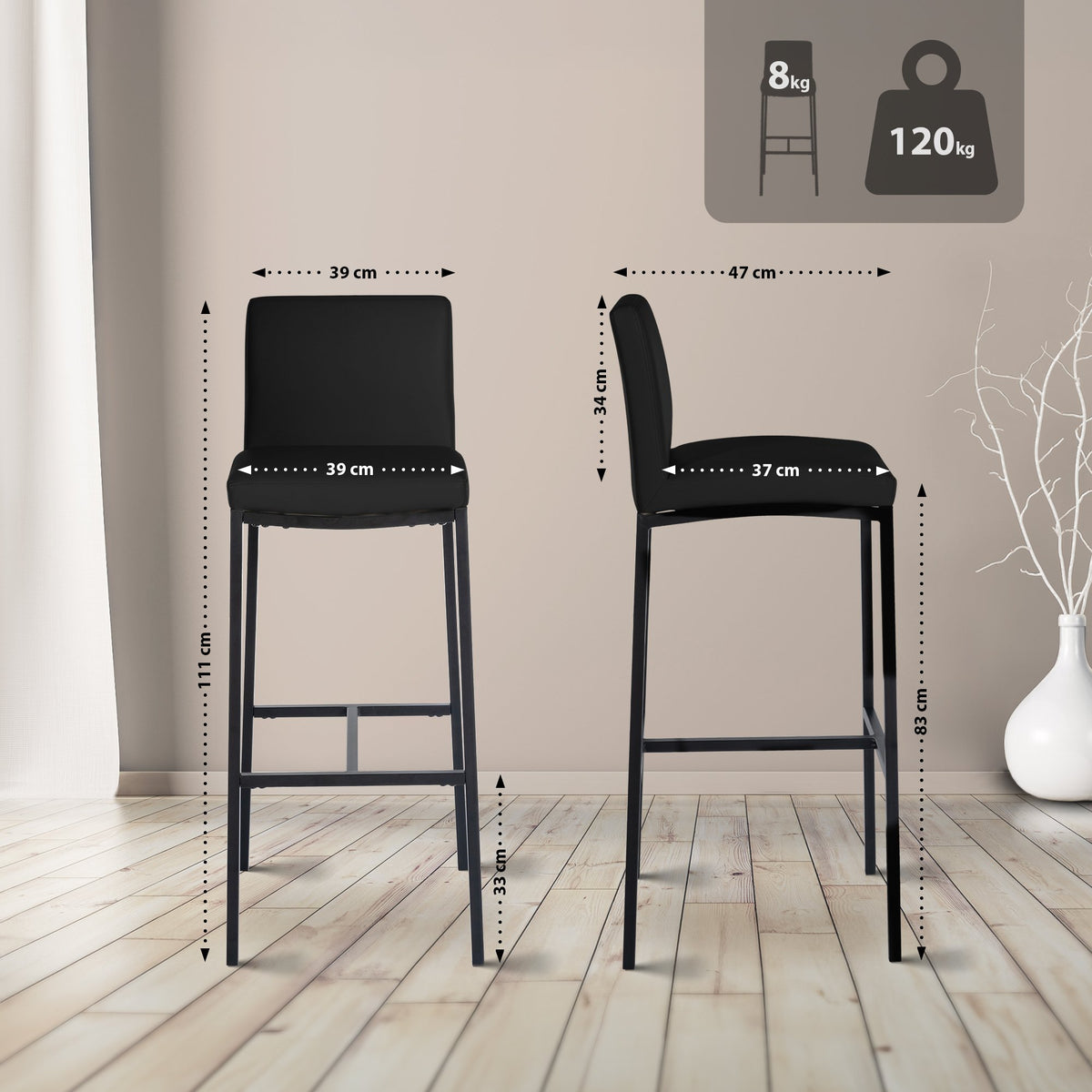 CLP 2er Set Barhocker Freeport Kunstleder B – Produktabbildung 9