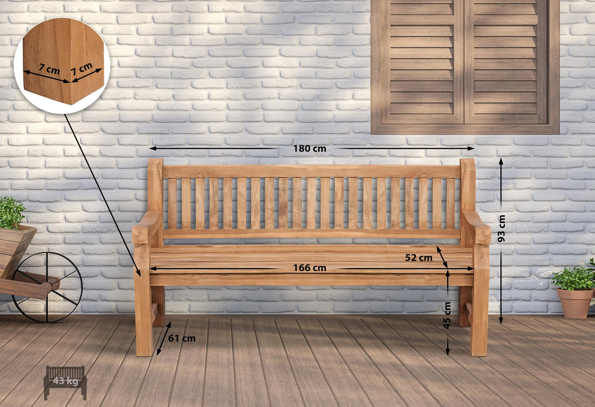CLP Teakbank Daxon mit Sitzkissen 180 cm – Produktabbildung 3