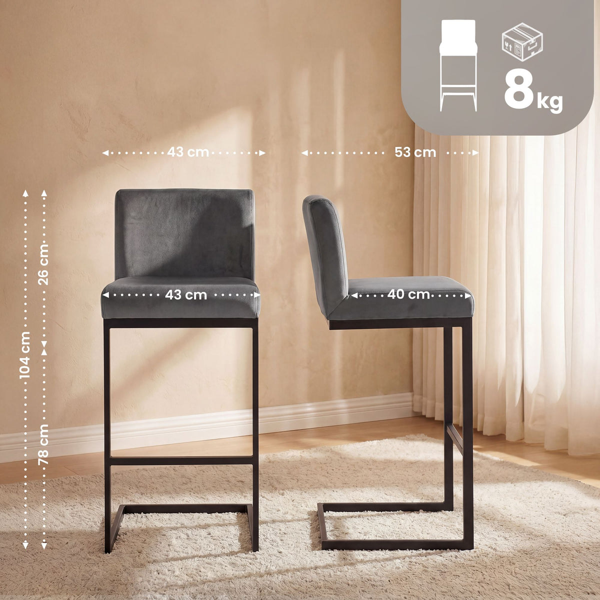 CLP Barhocker Hopewell Samt B – Produktabbildung 2