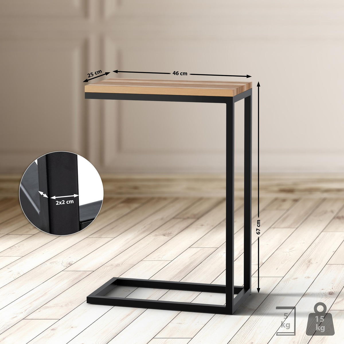 CLP Beistelltisch Manteo 46x25x67 cm – Produktabbildung 2