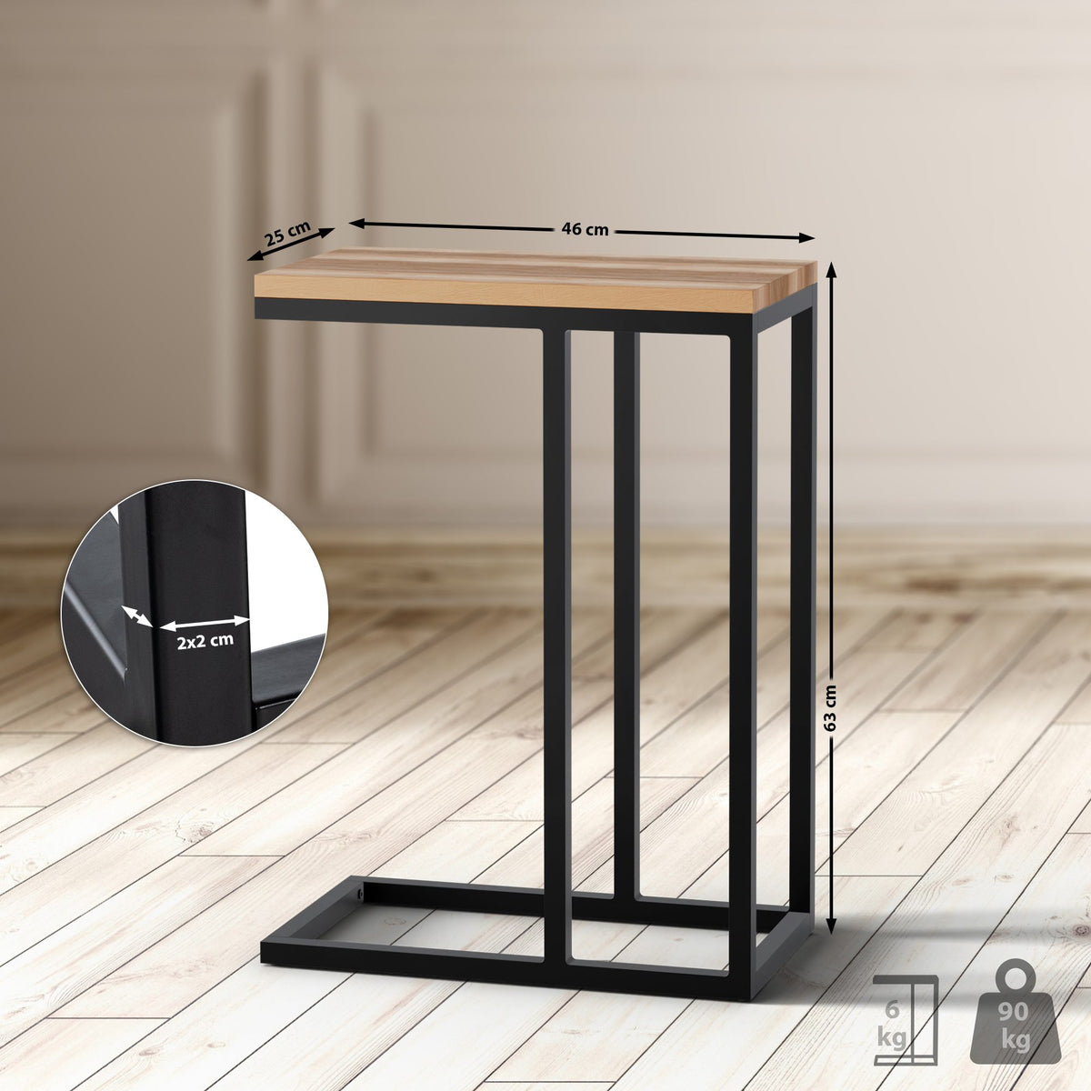 CLP Beistelltisch Manteo 46x25x63 cm – Produktabbildung 2