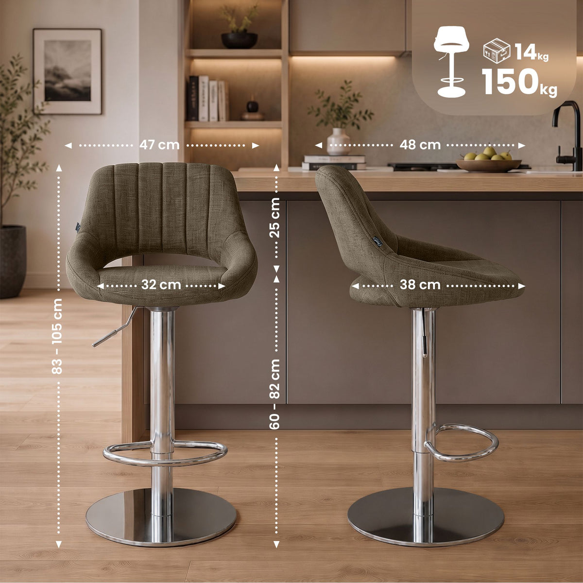 CLP 2er Set Barhocker HD Milet C Stoff – Produktabbildung 9