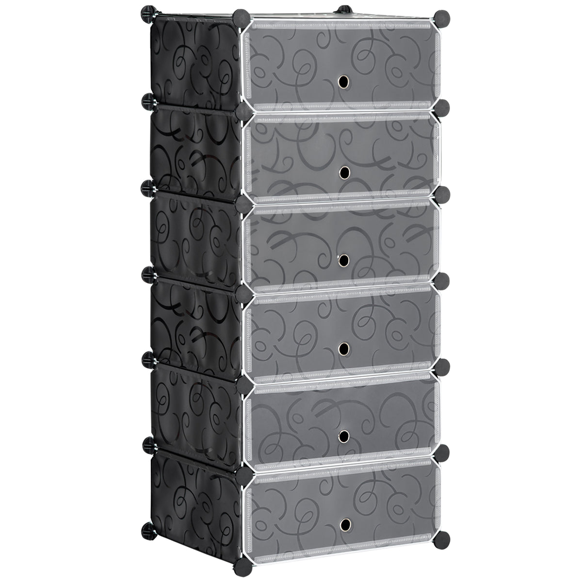 Modular shelving system for 6 pairs of shoes, 49 cm x 36.5 cm x 108 cm, black