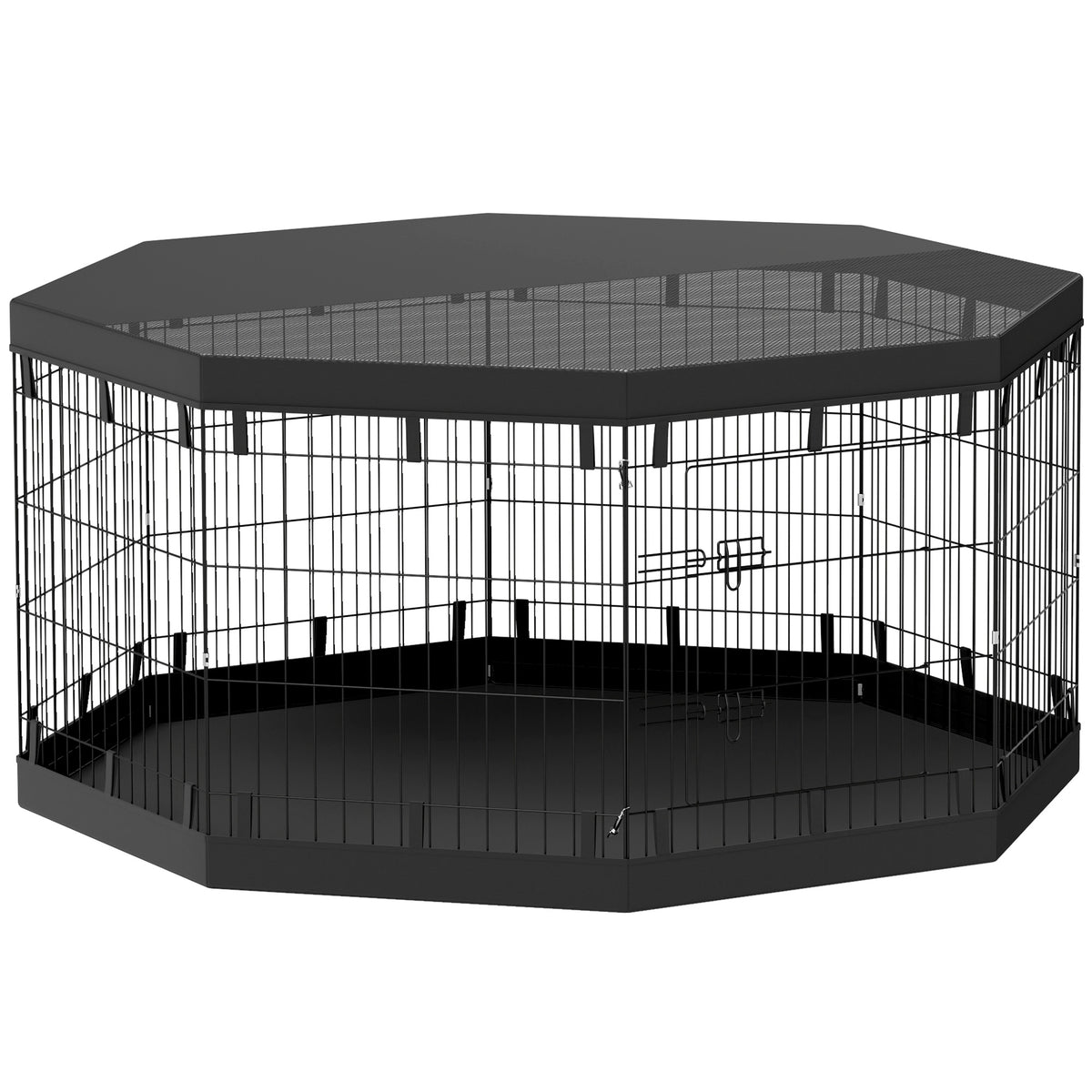 PawHut Welpenauslauf, 76 cm hoch/ca. 2,5 m², 8 Paneele, Bodenplane, Kombi-Dachplane