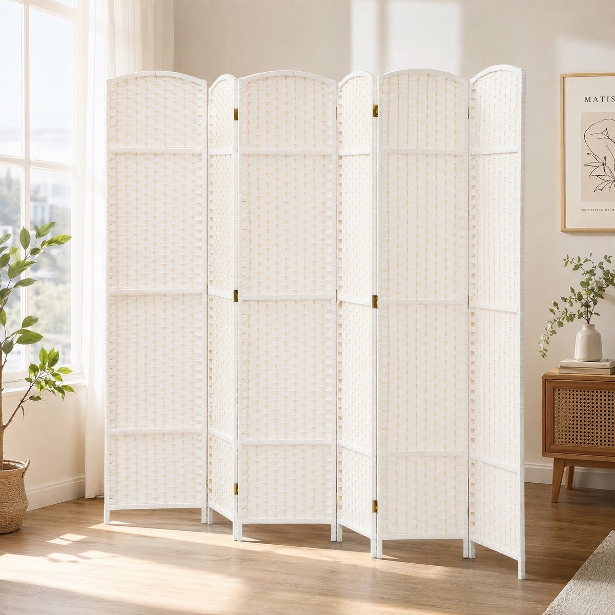 HOMCOM 6-teiliger Raumtrenner, Faltbarer Sichtschutz, Sichtschutzwand für Wohnzimmer, Schlafzimmer – Produktabbildung 2