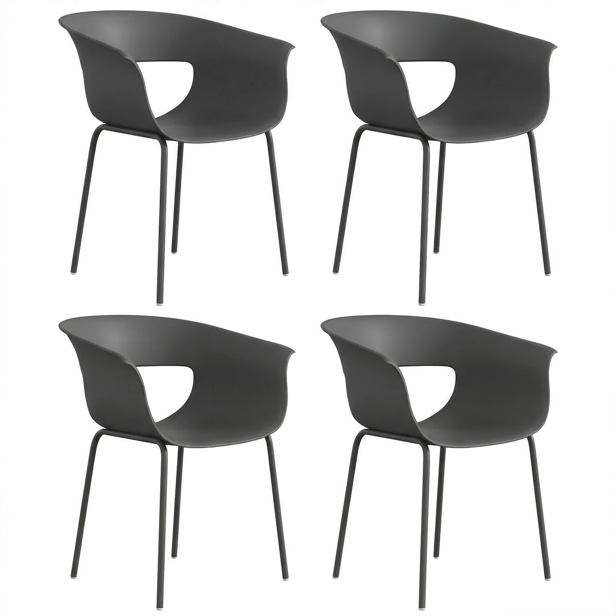 Outsunny Gartenstühle 4er Set ergonomisch Balkonstühle mit Ausschnittdesign Armlehne Wetterfest rostbeständig