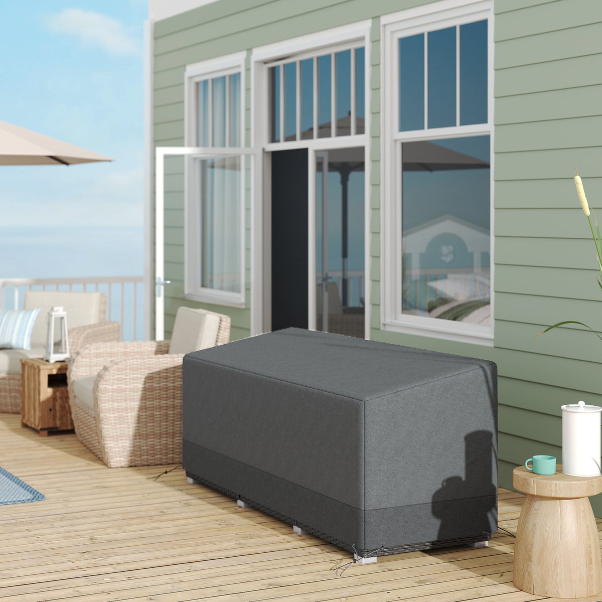 Outsunny Schutzhülle für Gartenmöbel Winterfest Wasserdicht Abdeckung Anti-UV 600D Oxford Gewebe 190,5 x – Produktabbildung 2