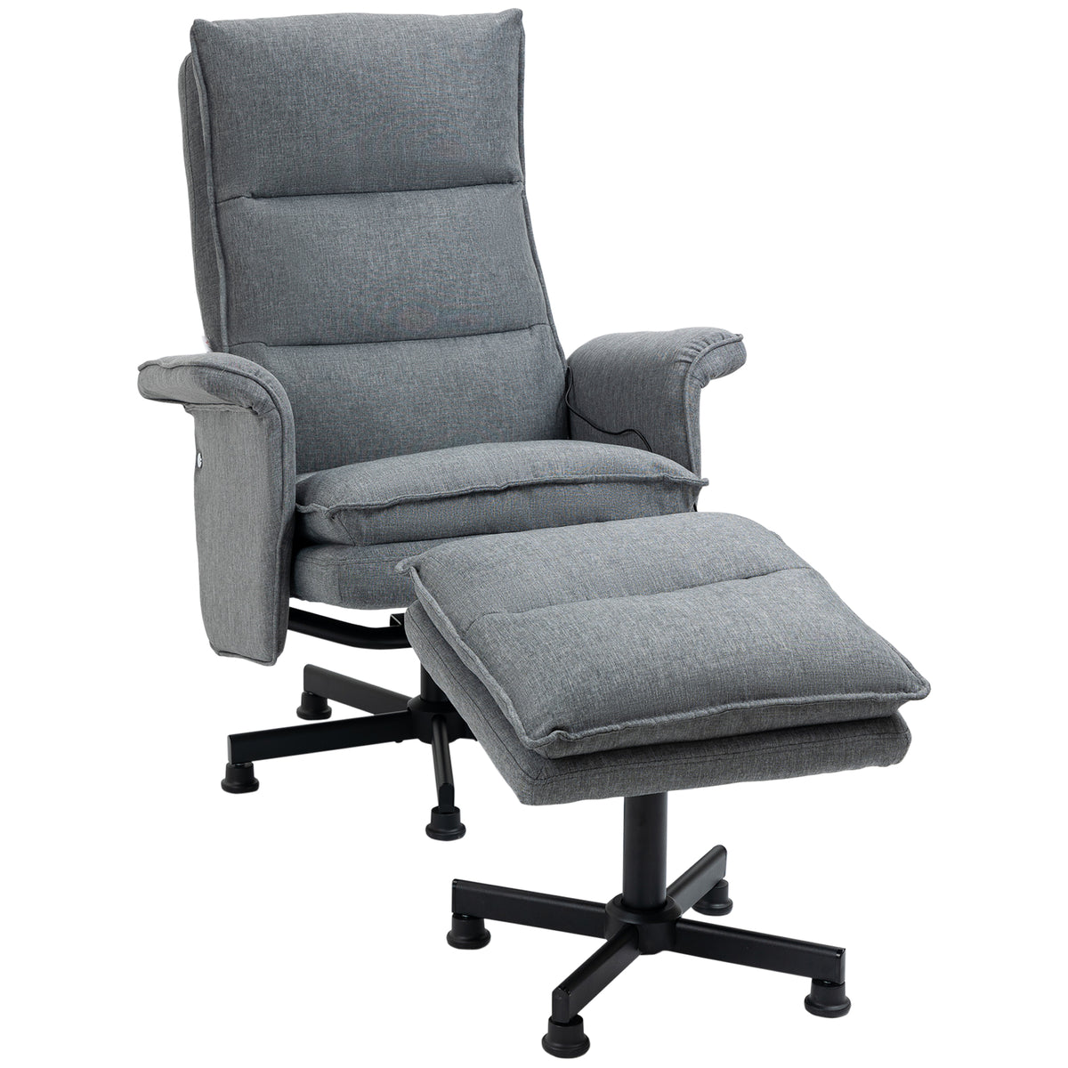 Massage office chair with footstool, 8 vibration points, 1 remote control, 1 side pocket, gray