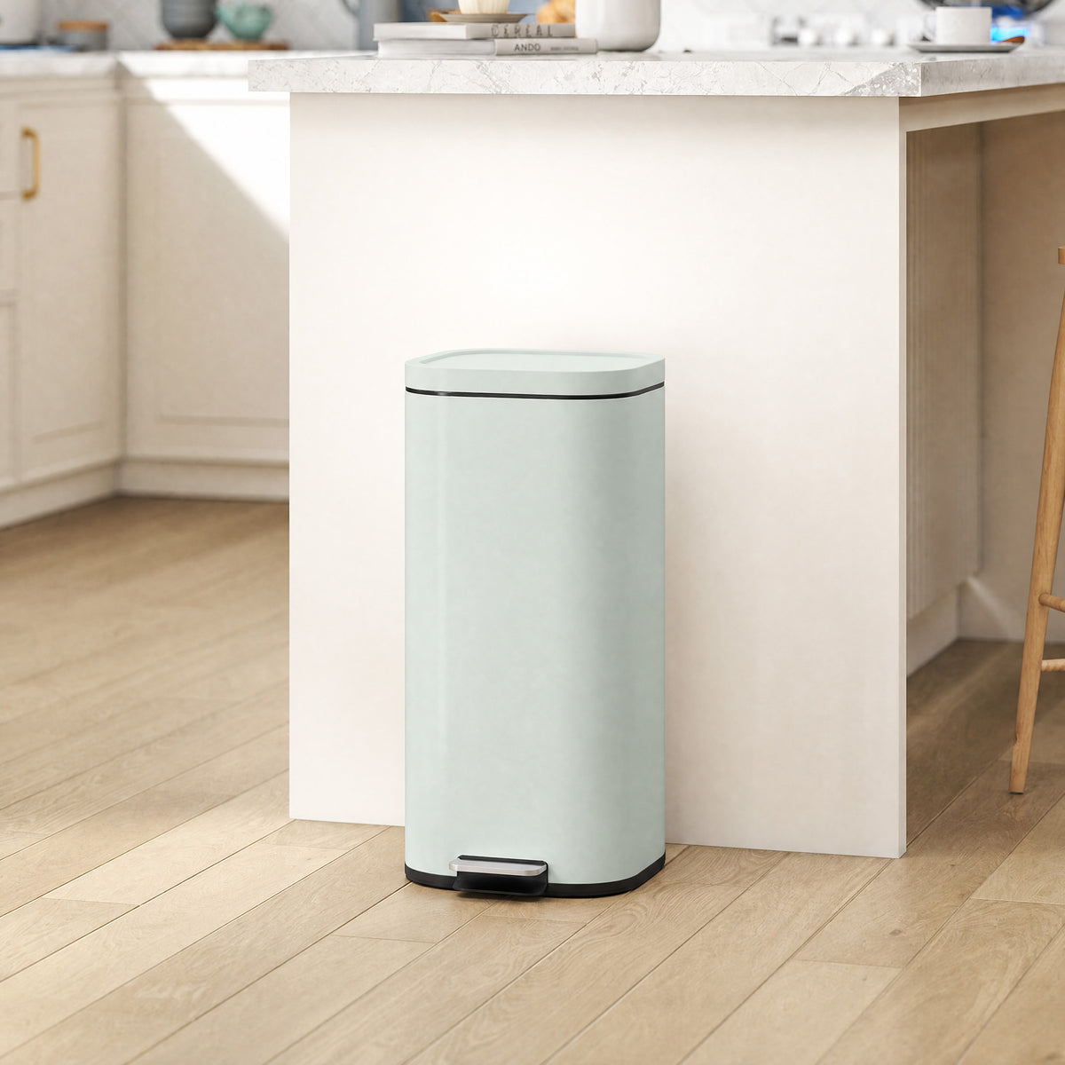 HOMCOM 30L Küchenmülleimer Pedaleimer mit Deckel, Soft-Close- und Offenhalte-Funktion für Küche, Zuhause – Produktabbildung 2
