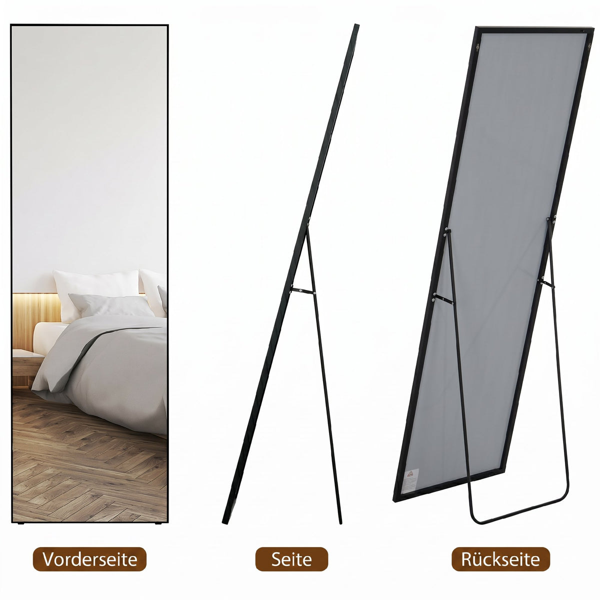 HOMCOM Großer Standspiegel, Wandspiegel, Ganzkörperspiegel, 161,5 cm, Silber – Produktabbildung 4