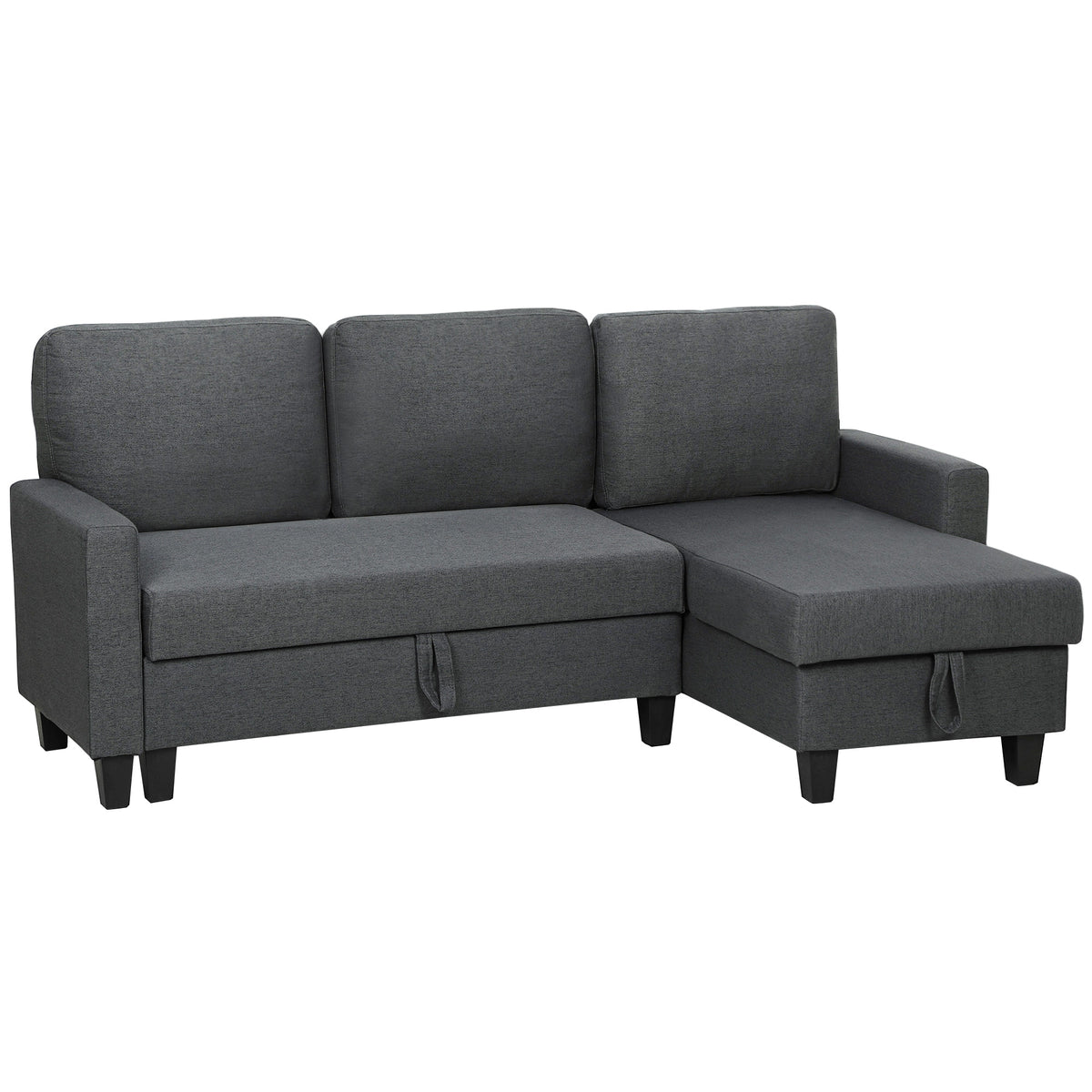 HOMCOM Ecksofa mit Schlaffunktion und Bettkasten L-Form Schlafsofa mit Verwandelbarer Chaiselongue, für