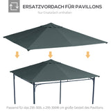 Replacement canopy for garden pavilion, polyester, 2.98 x 2.95 m, dark grey (7)