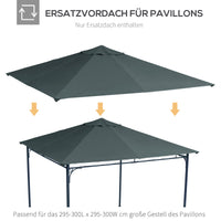 Replacement canopy for garden pavilion, polyester, 2.98 x 2.95 m, dark grey (7)