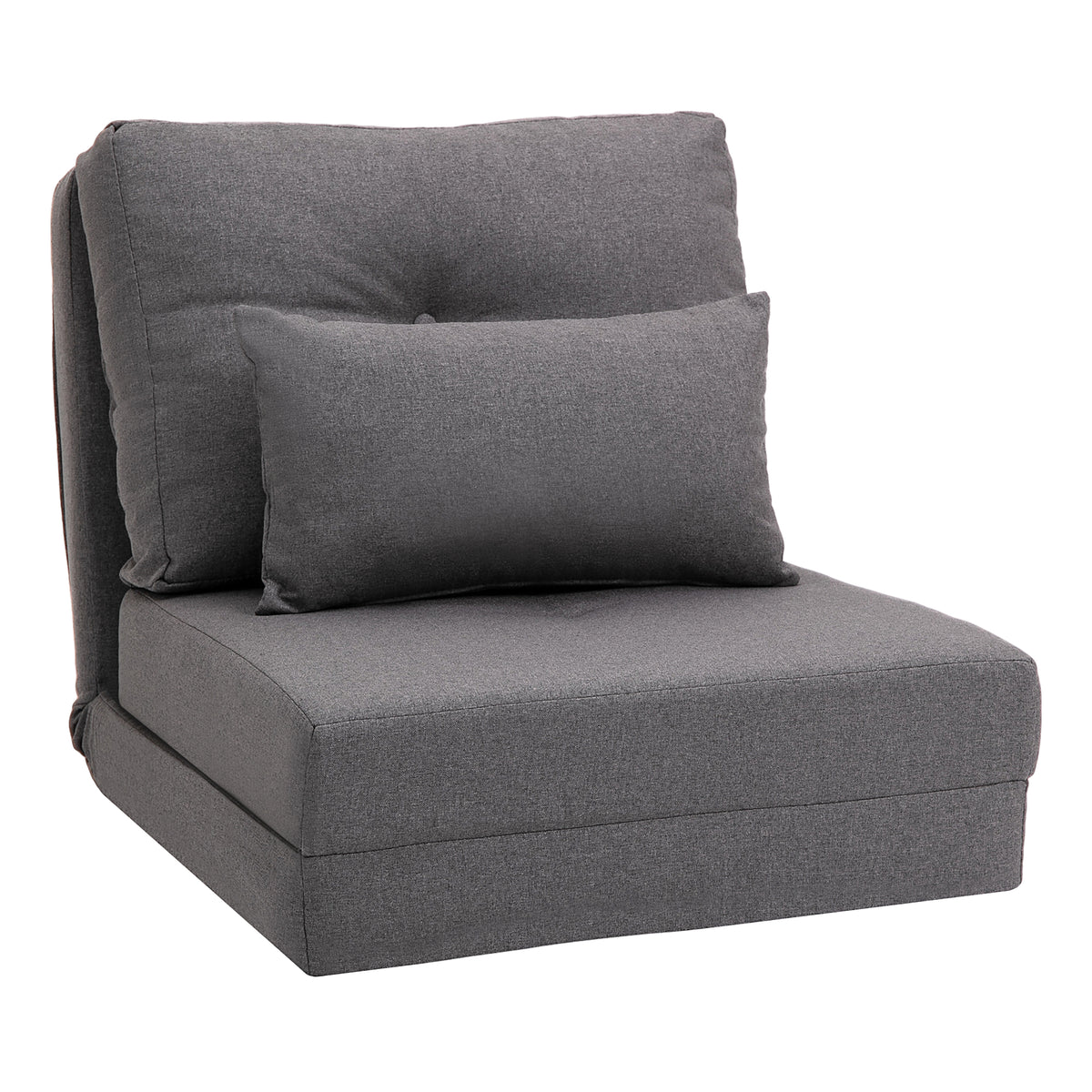 HOMCOM Bodensessel Klappmatratze Schlafmatte, 2-in-1-Design, abnehmbares Kissen, 60 x 80 x 56 cm, Dunkelgrau