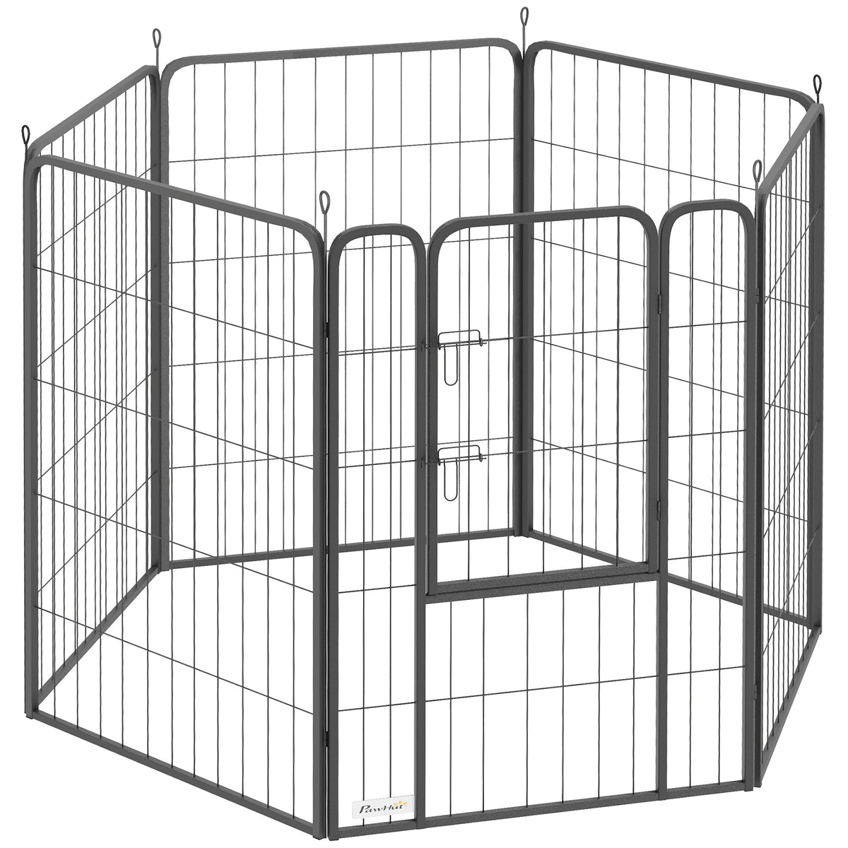 PawHut Laufstall für Hunde mit 6 Paneelen, robust, mit sicherer Tür, für drinnen und draußen, für Garten