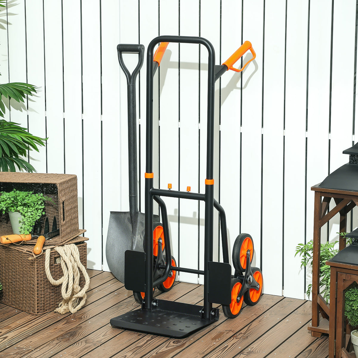 Folding stair-climbing hand truck, transport trolley with steel frame, max. 120kg (2)