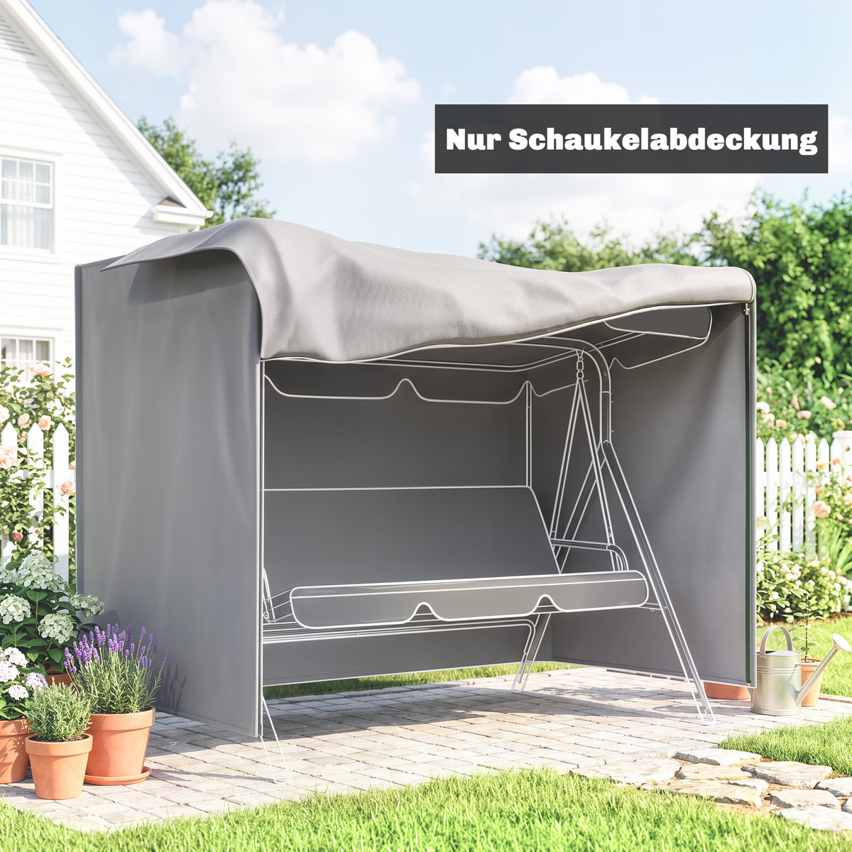 Outsunny Schutzhülle für Gartenschaukel, reißfest, wetterfest, Tex-Lock-System, 205x124x164 cm, Grau – Produktabbildung 2