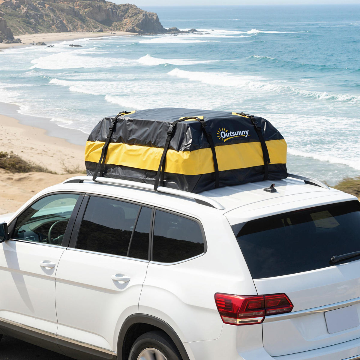 Waterproof 425L Car Roof Box for Vehicle Roofs with/without Roof Racks Cargo Box with 8 Reinforced Straps Door (2)