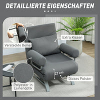 HOMCOM Schlafsessel, Polstersessel, zum Gästebett umwandelbar, ergonomisch, Dunkelgrau – Produktabbildung 6