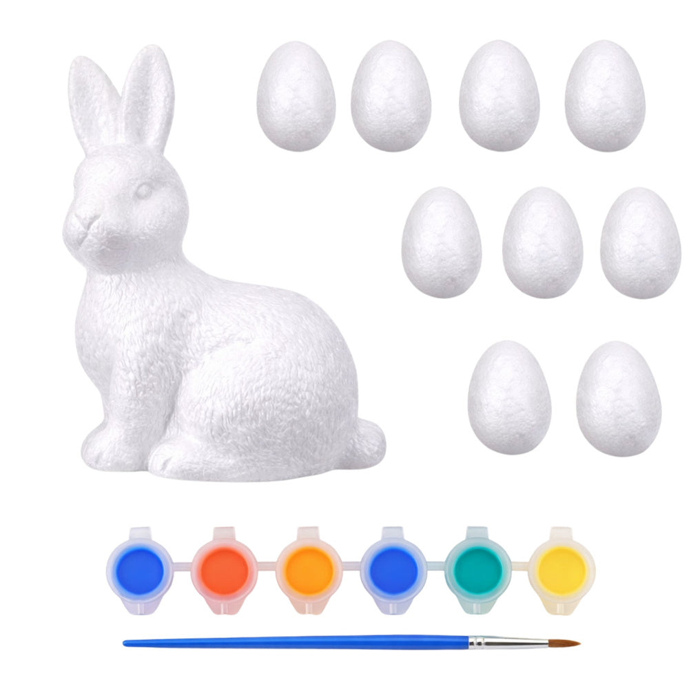 LEAN TOYS Osterset Styropor-Eier 9-tlg. Hasenfigur bemalt – Produktabbildung 4