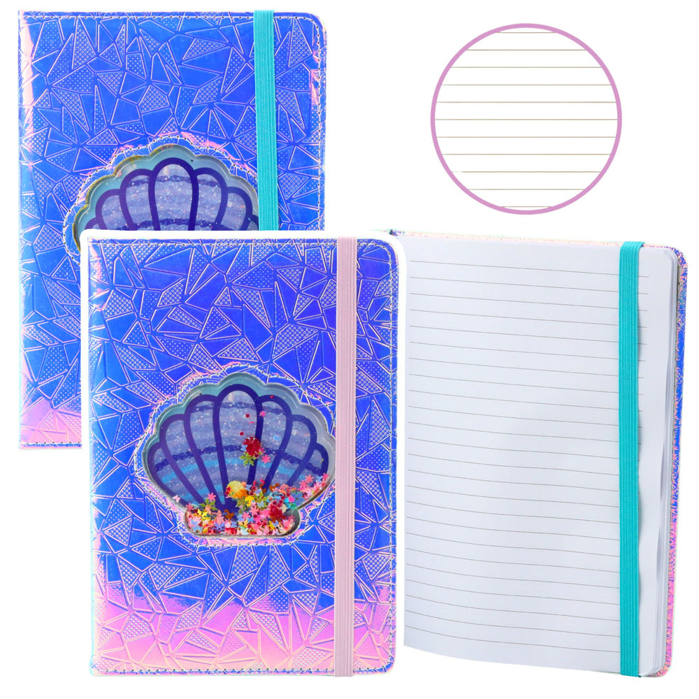 Notebook, lined, seashell with confetti, holographic, A5, 70 sheets