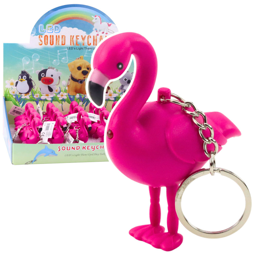 LEAN TOYS Flamingo Rucksack Schlüsselanhänger LED Sounds Pink