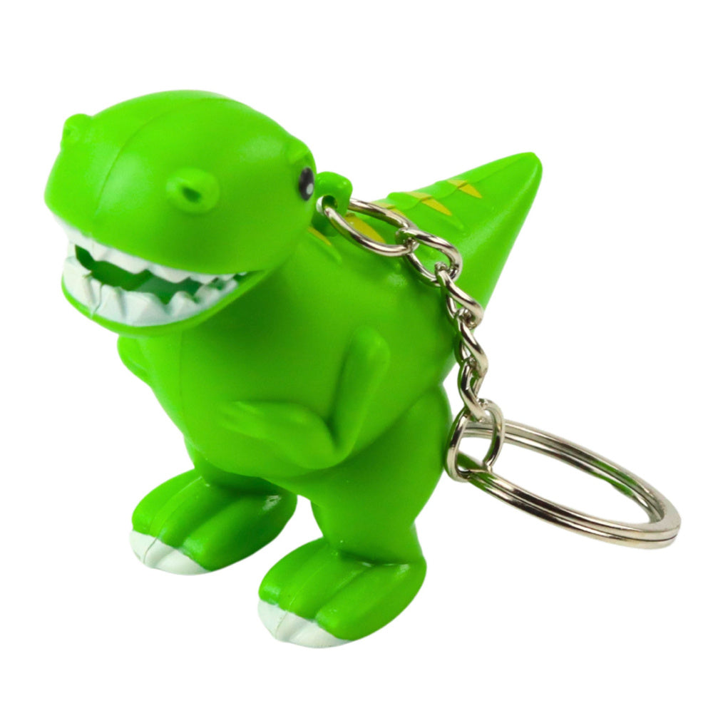 LEAN TOYS Dinosaurier Rucksack Schlüsselanhänger LED Taschenlampe Sounds Grün – Produktabbildung 2