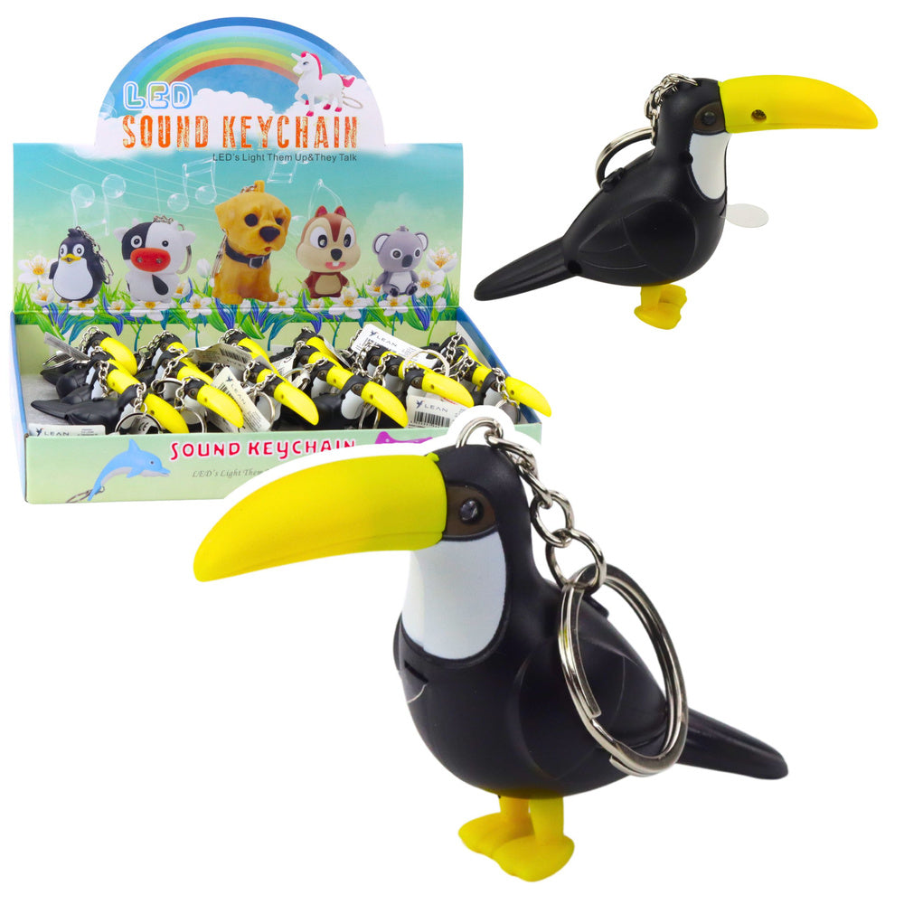 LEAN TOYS Tukan Rucksack Schlüsselanhänger LED Taschenlampe Sounds