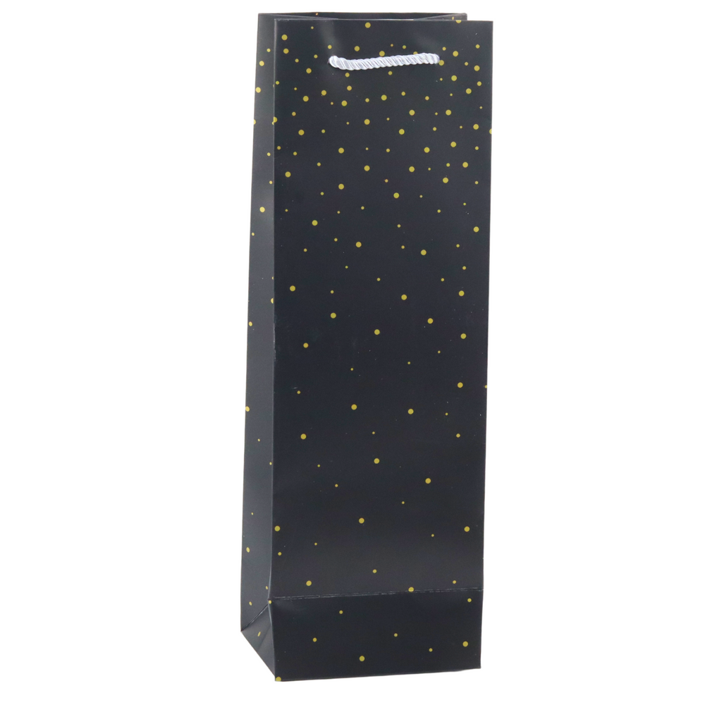 LEAN Geschenktüte für Weinflaschen, Papier, goldene Punkte, 35 x 12 x 9 cm – Produktabbildung 2