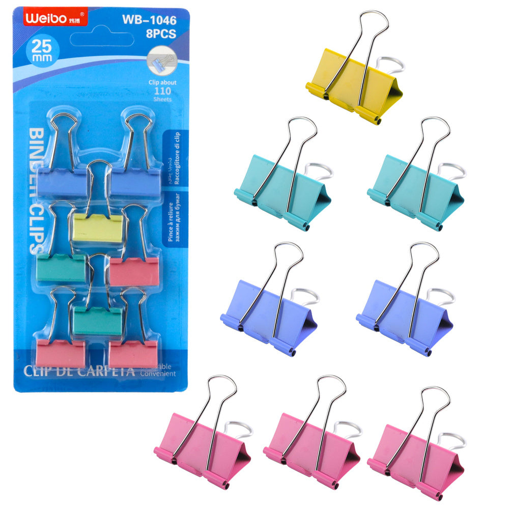 Set of 8 Colored Paper Clips 25mm