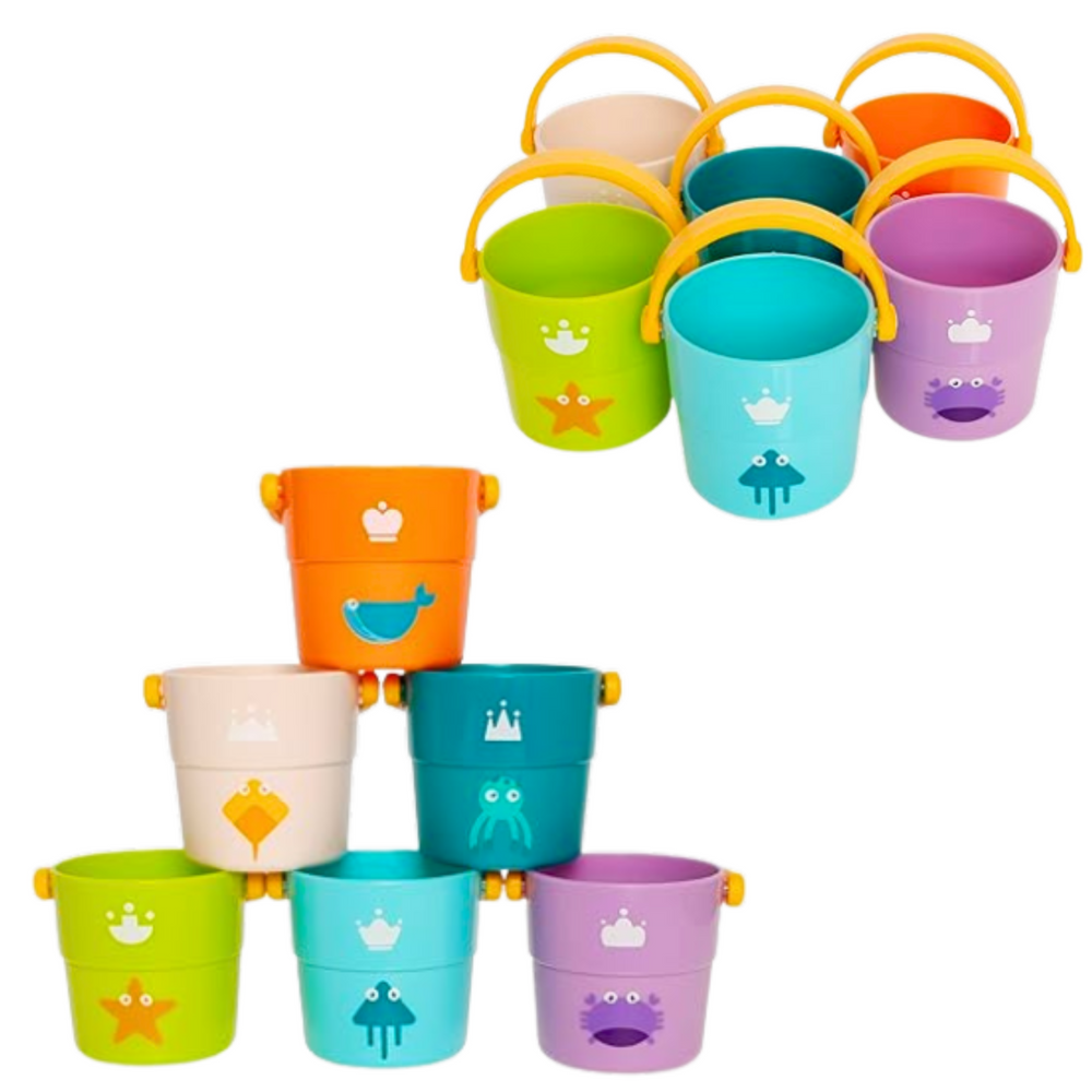 Bath bucket set with holes, colored, 6-piece (2)