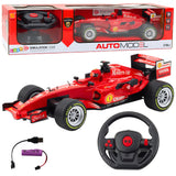 LEAN Toys Ferngesteuertes RC Rennauto Lenkrad Lichter Sounds 1:12 Rot