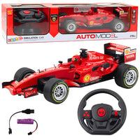 LEAN Toys Ferngesteuertes RC Rennauto Lenkrad Lichter Sounds 1:12 Rot
