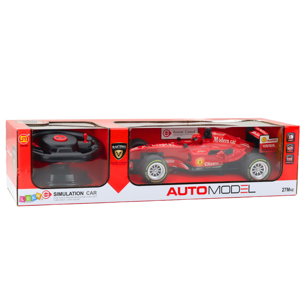 LEAN Toys Ferngesteuertes RC Rennauto Lenkrad Lichter Sounds 1:12 Rot – Produktabbildung 5