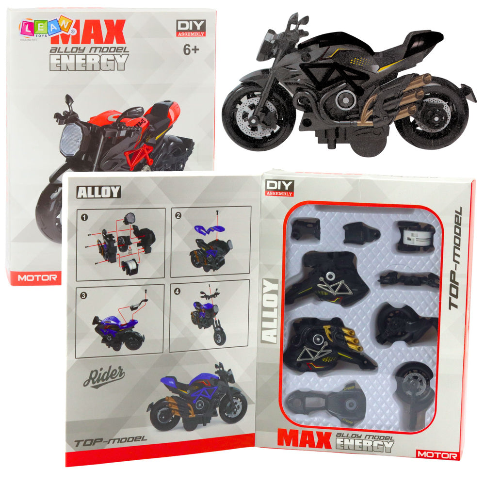 Motorcycle model kit, screws, metal, 1:14, DIY, gold elements, black