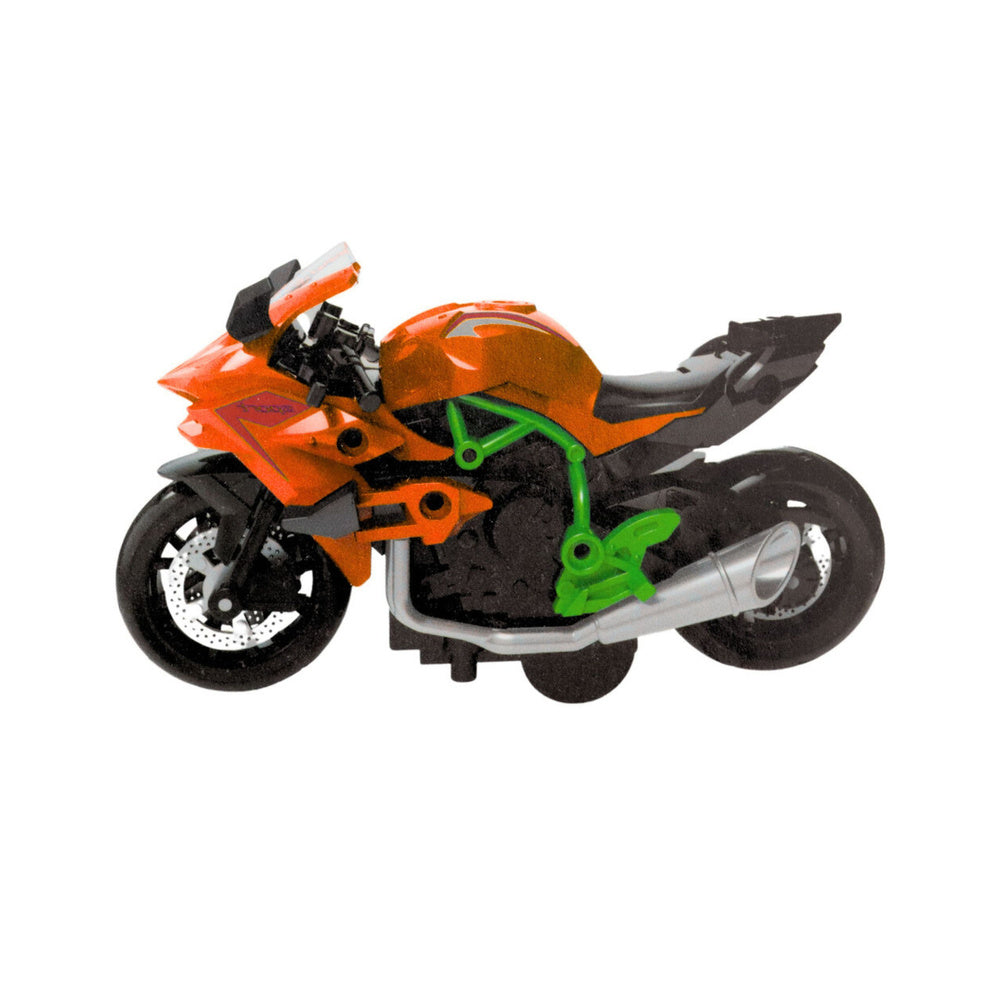 Motorcycle to assemble, screws, metal, 1:14, DIY, orange-green (2)