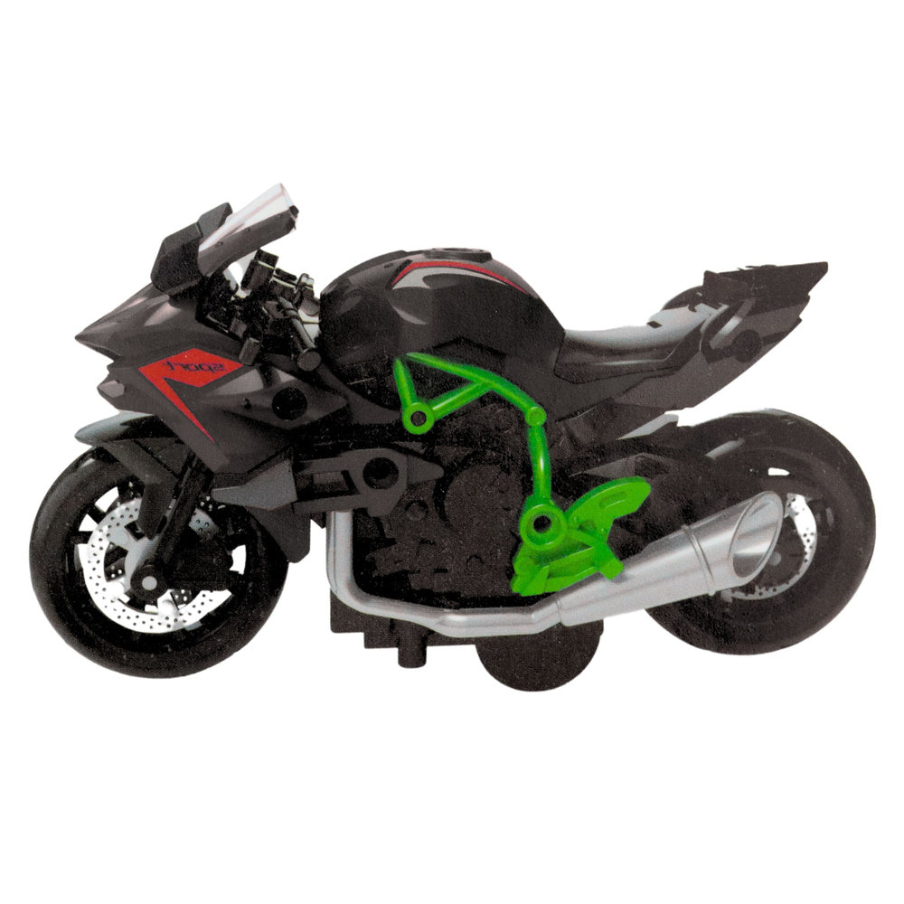 Motorcycle for assembly, screws, metal, 1:14, DIY, green-black (2)