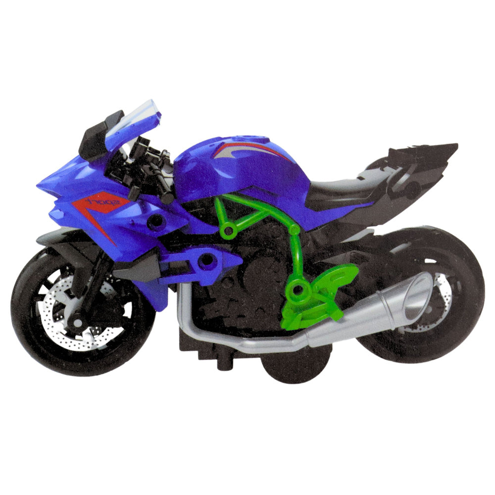 Motorcycle to assemble, screws, metal, 1:14, DIY, green-blue (2)